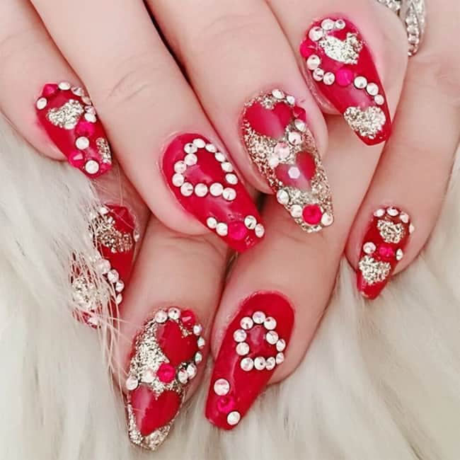 valentines nails red