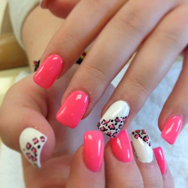 Pink and White Acrylic Nails Designs 2016