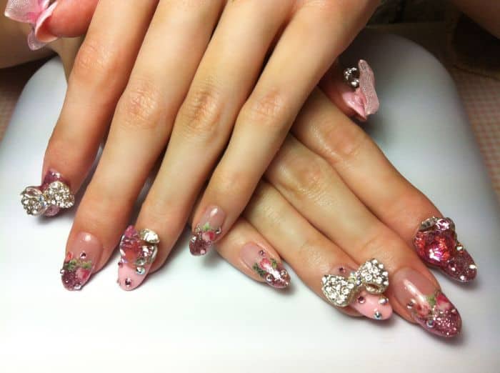 Pretty Acrylic Bows Nail Art Ideas for Girls