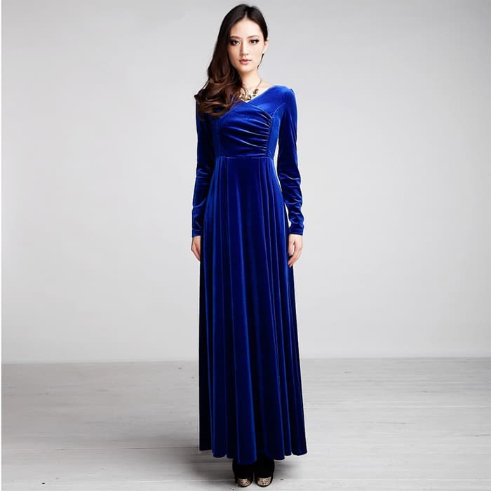 Awesome Long Sleeve Blue Evening Dresses 2016