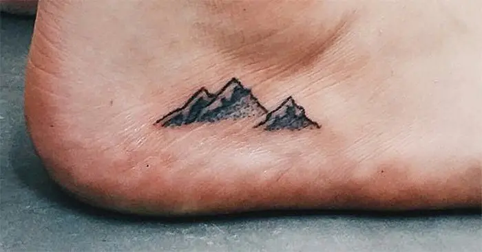 Fresh Small Mountain Tattoo Ideas on Foot