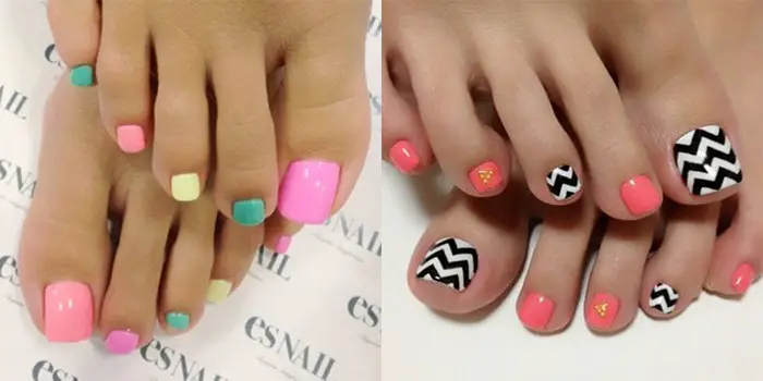 Pretty Summer Toe Nail Art on Feet for Women