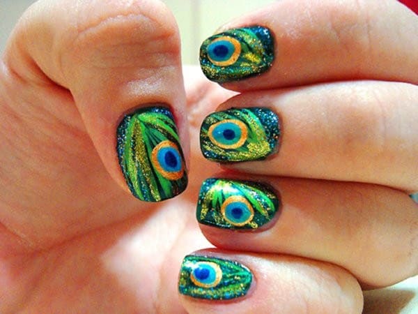 Stylish Peacock Toe Nail Art for Summer 2016