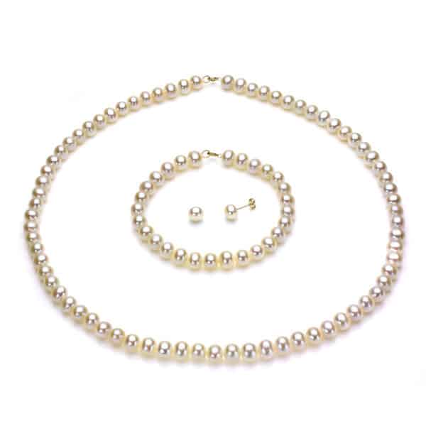 Awesome White Gold Pearls Necklace Set