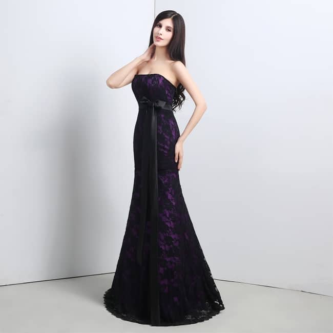 Black Mermaid Lace Prom Dresses for Wedding