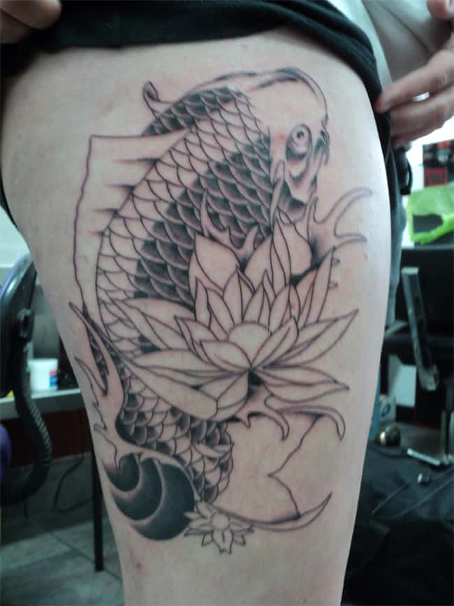 Creative Koi Fish Tattoo Design Outline