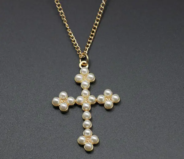 Cute Cross Necklace With Pearls for Girls