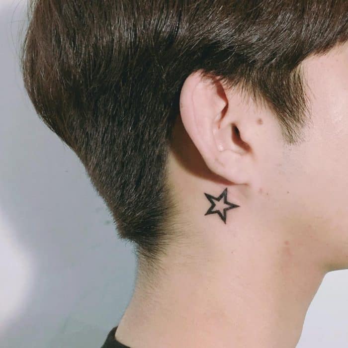 Cute Little Star Tattoo Designs on Behind Ear for Girls - SheIdeas