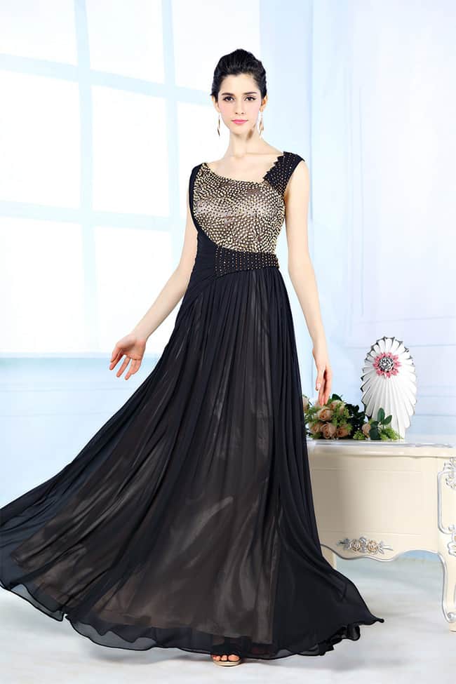 Designer Black Evening Crystal Beaded Dresses