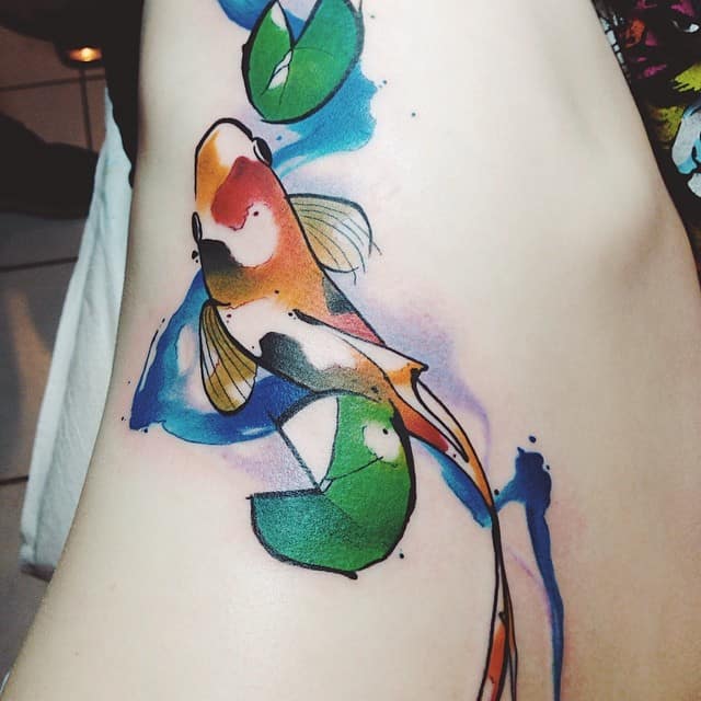 Fantastic Watercolor Koi Tattoos Ideas