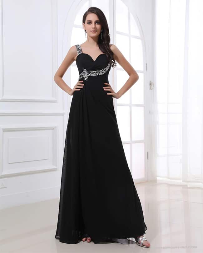 Floor Length Black Evening Dresses for Party