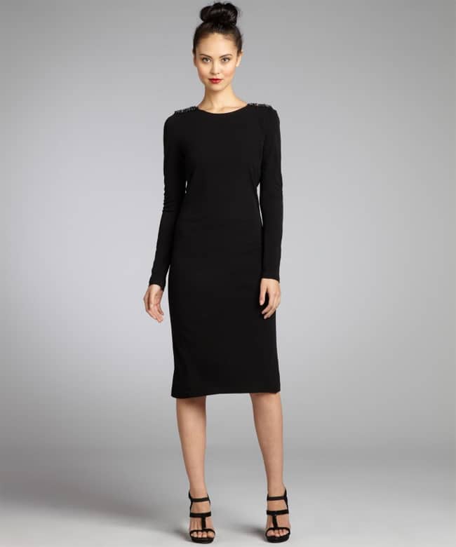 Great Black Long Sleeve Knit Dress 2016