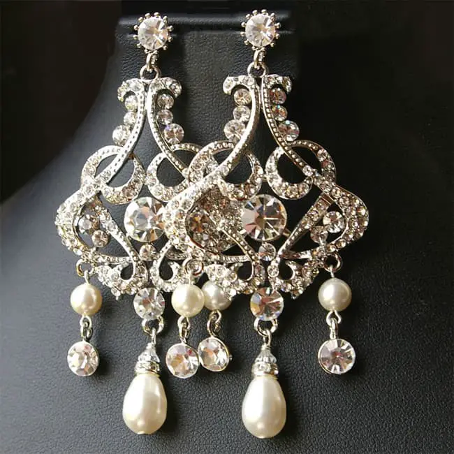 Vintage Pearl Chandelier Earrings 8