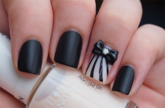 Simple 3D Nail Designs With Bow Style