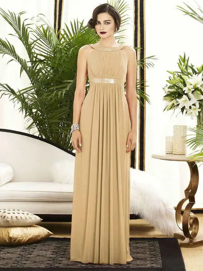 Stylish Gold Bridesmaid Dress Without Sleeves