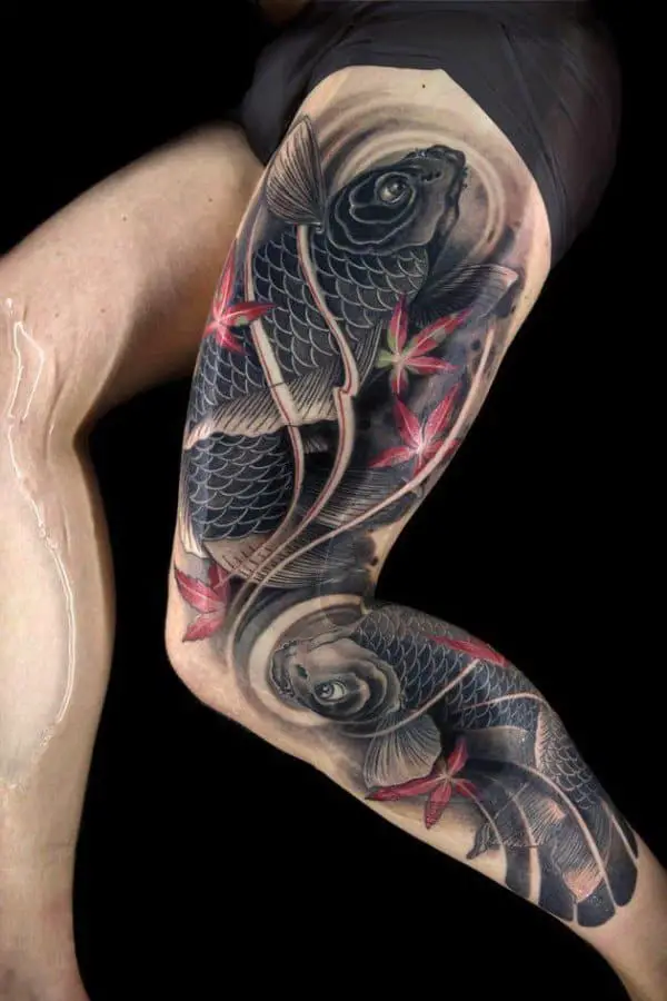 Unique Black and Red Koi Fish Tattoo Designs