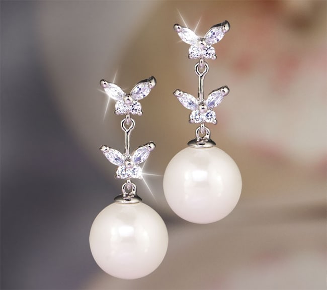 Butterfly Style Pearl Earrings for Girls