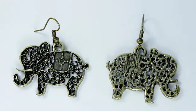 Elephant Shaped Metal Drop Earrings