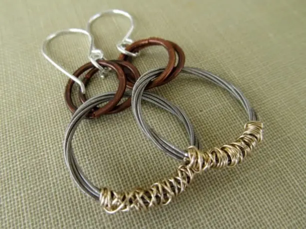 Guitar String Hoop Dangle Earring Designs