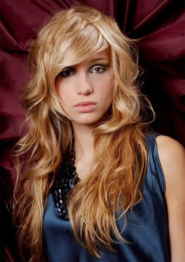 Long Layered Wavy Haircuts With Side Bangs