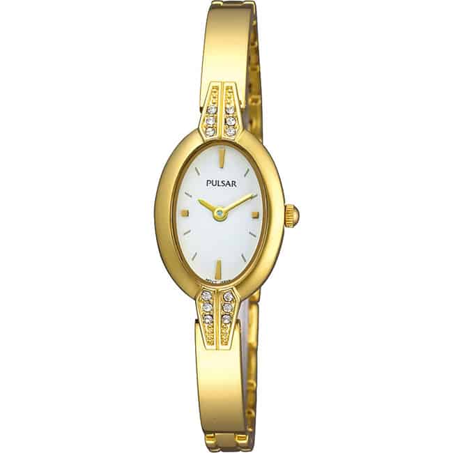 New Gold Tone Oval Stone Inset Watch Trends