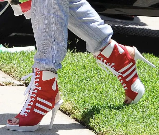 Red and White Heeled Sneakers for Summer