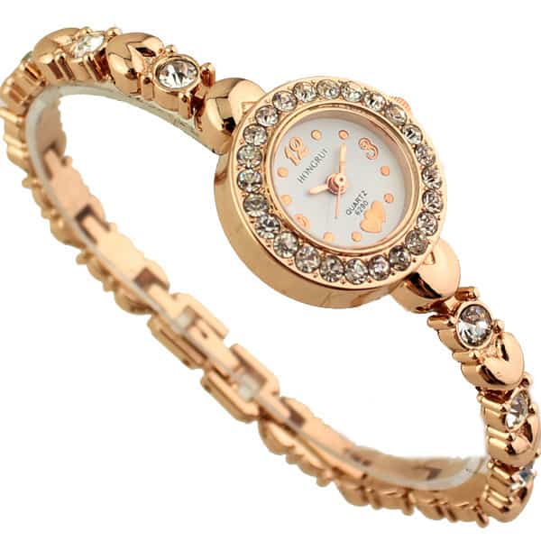 Rhinestone Bracelet Gold Plated Watches