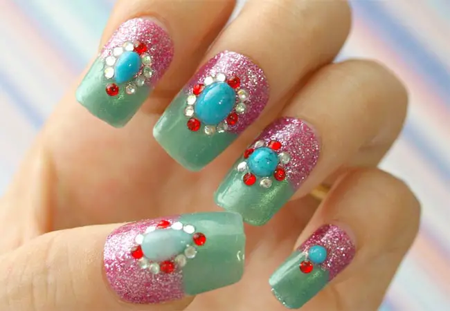 Rhinestones Japanese Nail Art for Women