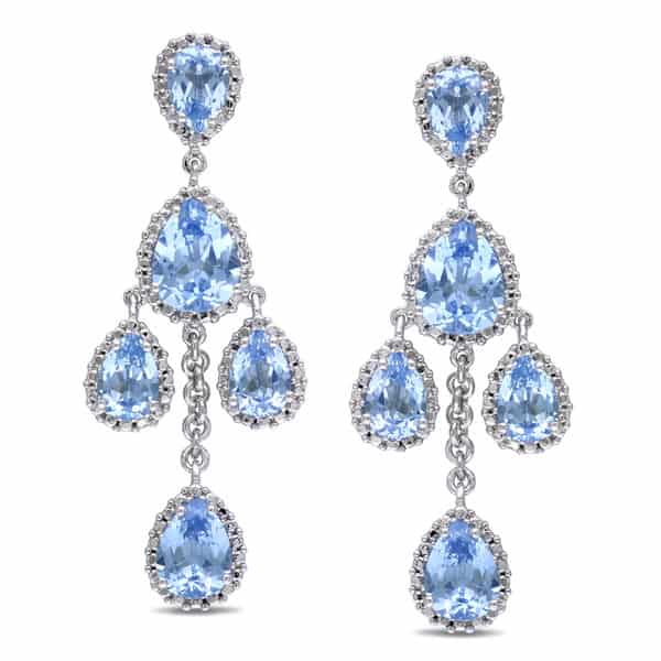 Beautiful Aquamarine Chandelier Earrings for Engagement