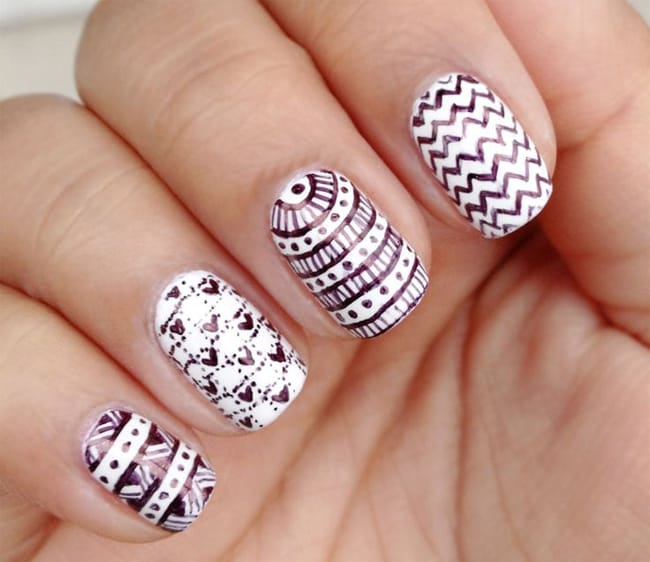 Best White Nail Patterns Ideas With Stripes