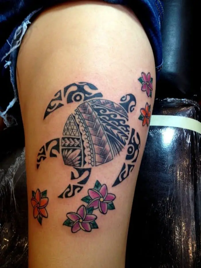 20 Delightful Polynesian Tattoo Designs SheIdeas   Cool Turtle Tattoo Design With Meanings 