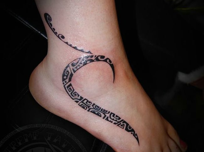 Cute Polynesian Tattoo Designs on Ankle 2016