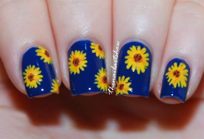 9. Sunflower Nail Designs with Rhinestones on Pinterest - wide 9