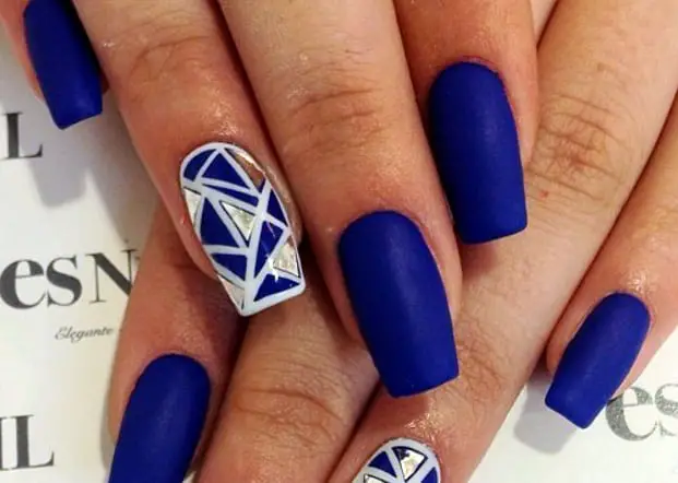 Girls Diamond Blue Nail Art New Patterns