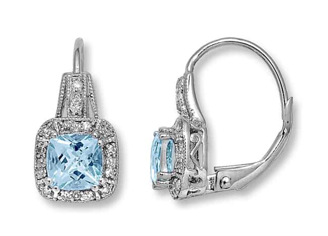 New White Gold Aquamarine Earrings for Brides