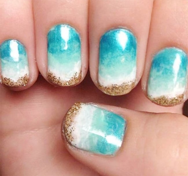 Simple and Easy Beach Nail Art Design