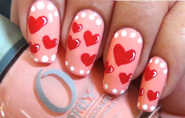 Attractive Heart Nail Designs for Long Nails