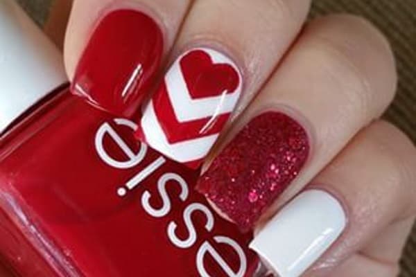 Beautiful Heart Nail Design for Wedding