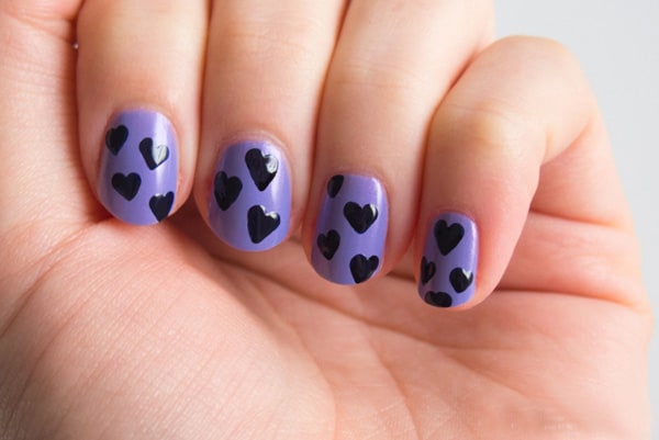 Black Heart Shaped Nails Art for Party