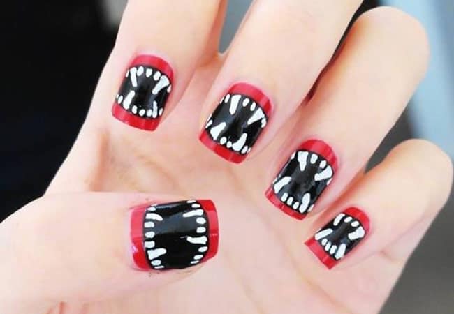 Black and Red Funky Nail Designs 2016