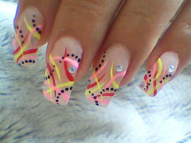 Good Funky Neon Abstract Nails Designs