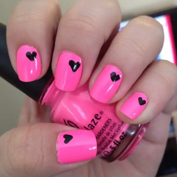 New Pink and Heart Funky Nail Designs for Girls