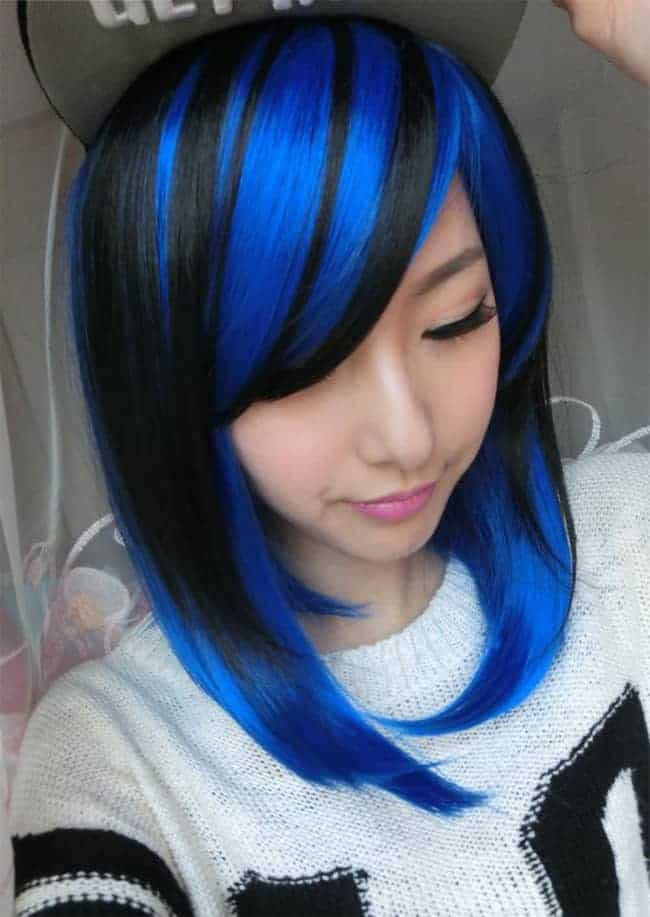 Two Tone Black and Blue Hair Color Ideas