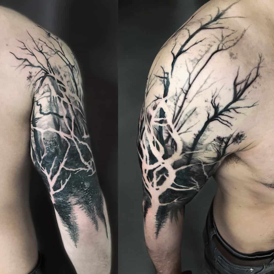 tree tattoo negative space