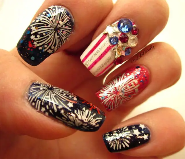 Amazing Fireworks Nail Designs for Girls