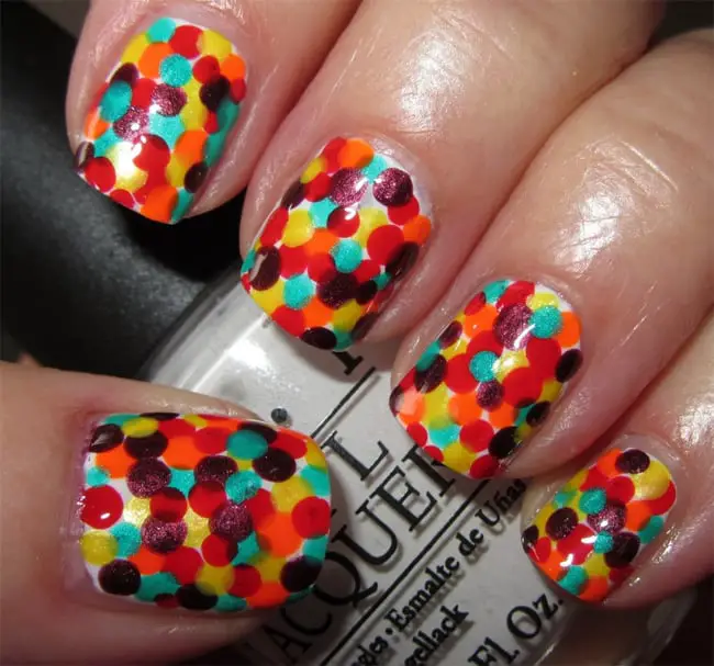 Bright Polka Dots Nails Designs for Christmas