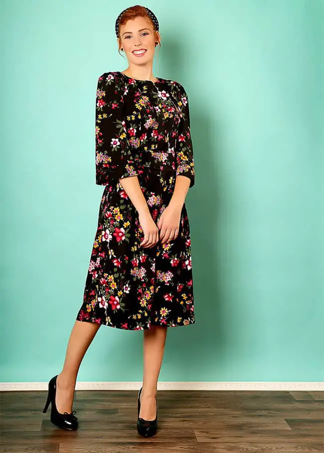 Cool Black Floral Print Dress for Summer Party