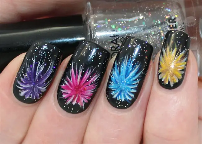 Great Black Firework Nail Art Ideas 2016