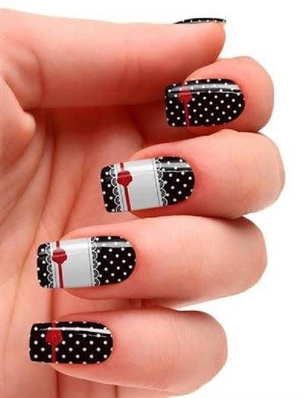 Polka Dots and Lace Nail Art Designs 2018