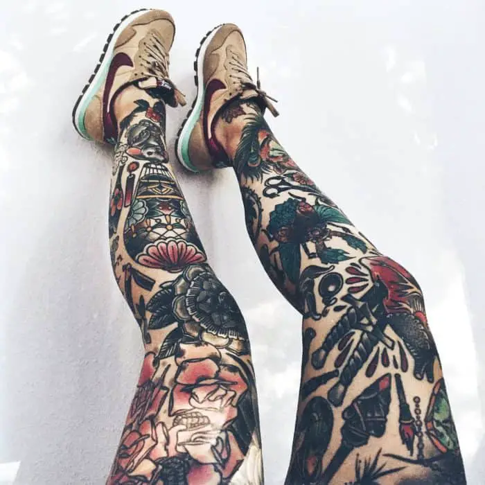 17 Amazing Leg Sleeve Tattoos for Females SheIdeas